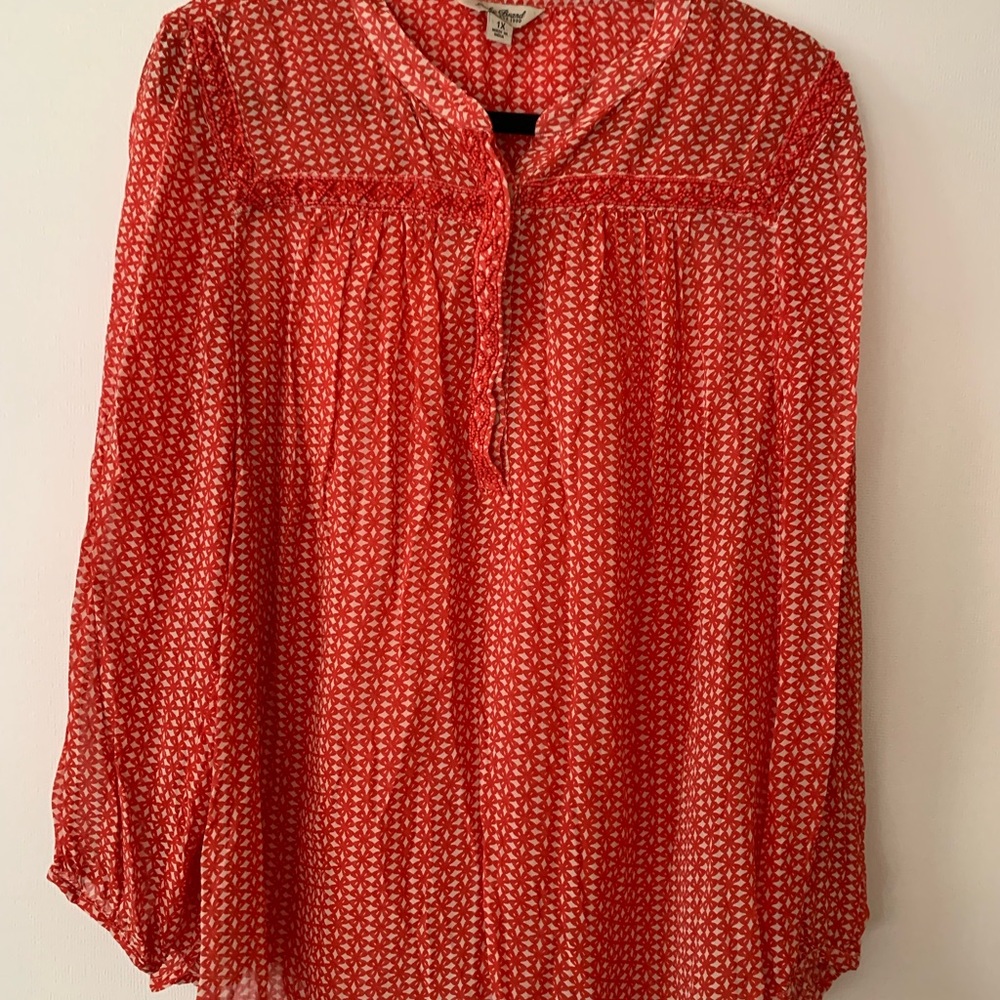 Lucky Brand OrangePatterned Blouse